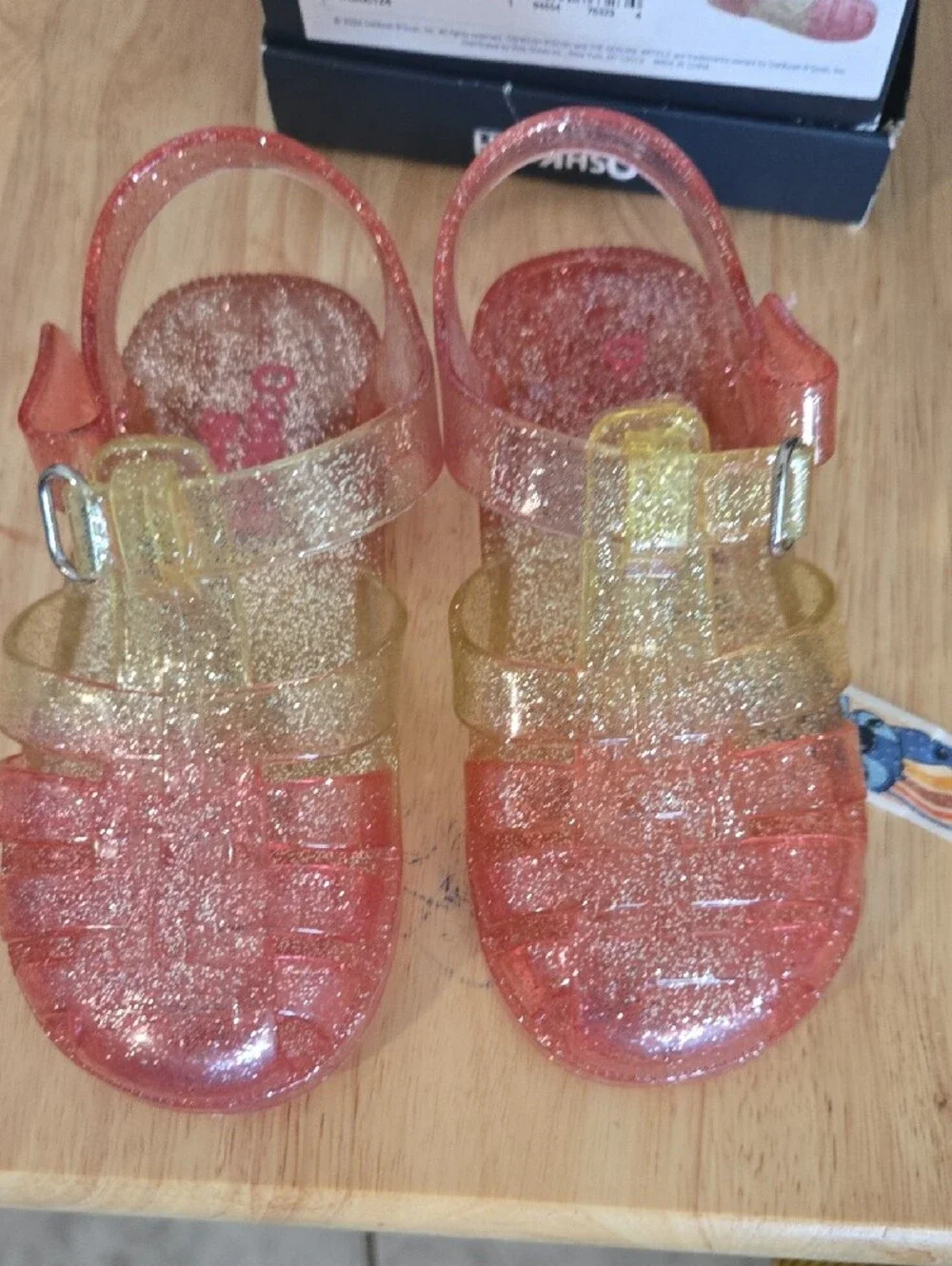 OshKosh B'gosh Glitter Jelly Sandals - Pink and Gold Sparkle